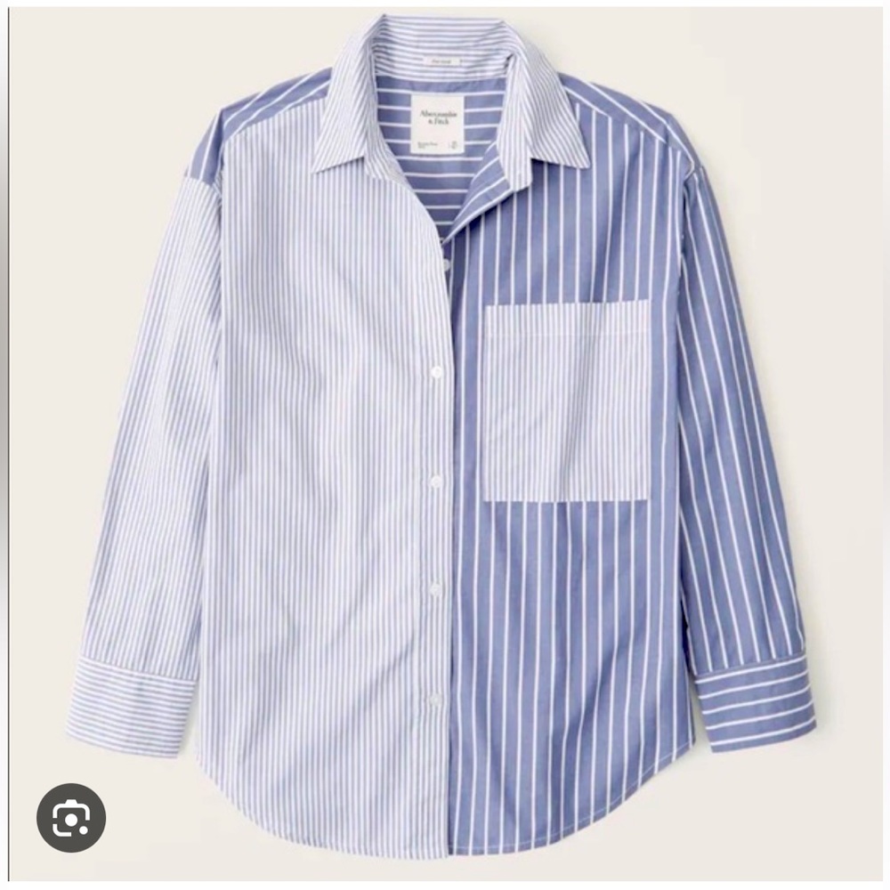 Abercrombie & Fitch NWT Oversized Colorblock Poplin Button-Up Shirt Size S
